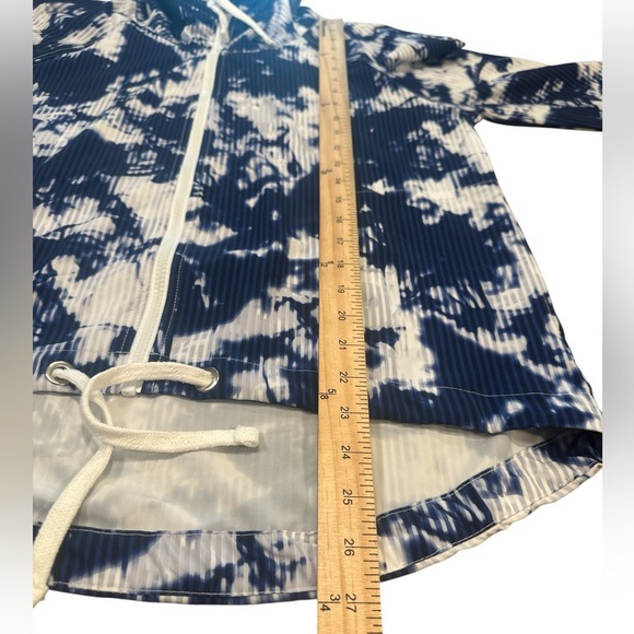 Love Life Live Zip Up Jacket Size Small Navy White Tie Dye Print Lightweight - Picture 11 of 12